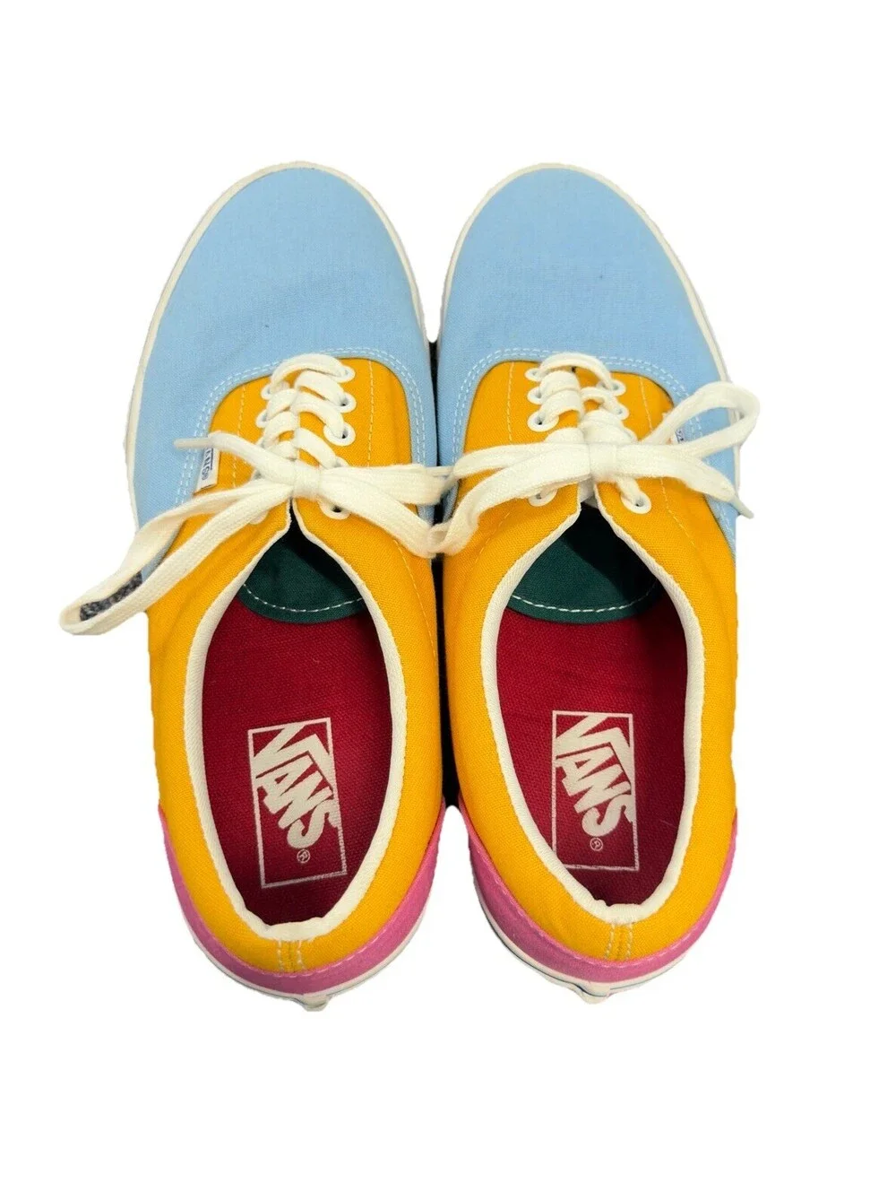 Vans Era Multi Colorblock Low Top Canvas Sneakers Mens 9 Blue Yellow Pink